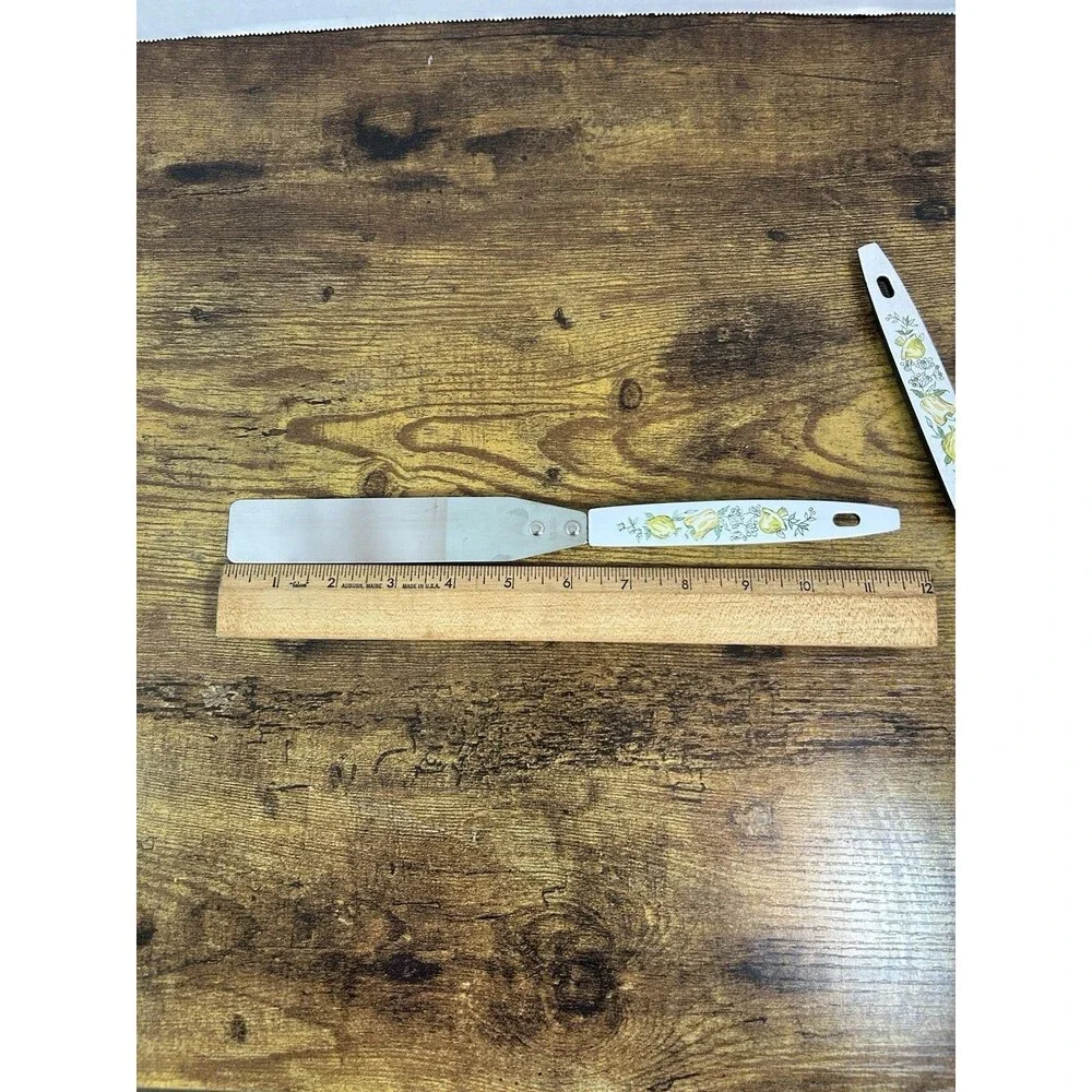 Vintage Floral Handle Slotted Spoon & Spreader Set Stainless Steel USA Mushroom